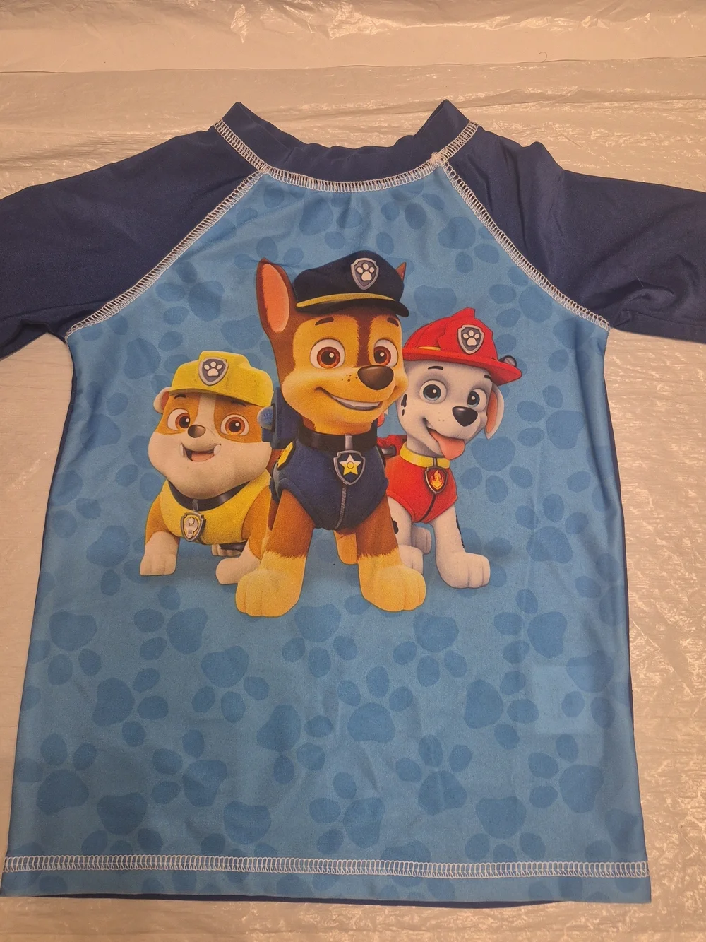 Paw Patrol Blue Raglan Short-Sleeve Tee with Chase Rubble & Marshall